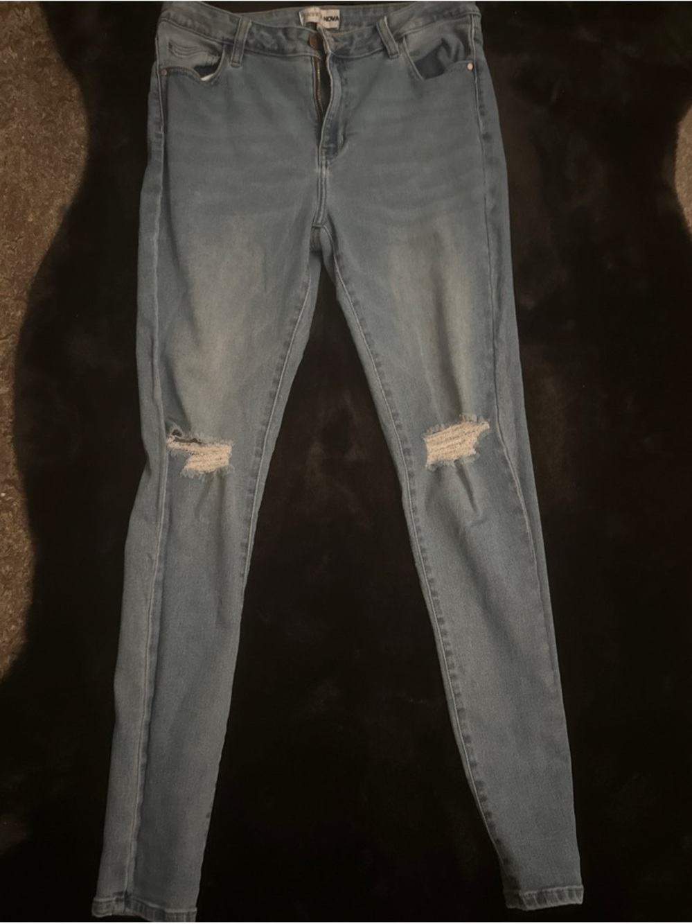 Fashion Nova Light Wash Distressed Skinny Jeans